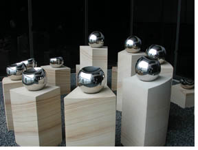 Time and Tide - a stainless steel sculpture by artist Marion Borgelt and fabricated by Stainless Metal Craft